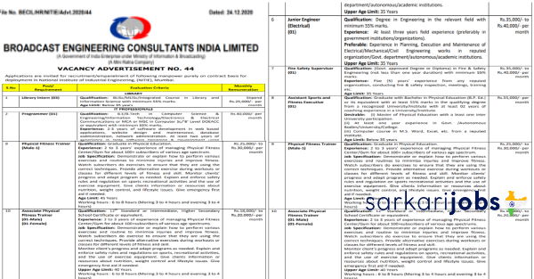 BECIL Recruitment 2026 for  Data Entry Operators / DEO & Other Posts @ becil.com