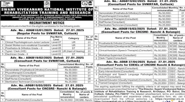 SVNIRTAR Recruitment 2026 for Teaching Faculty, Medical and Other @ svnirtar.nic.in