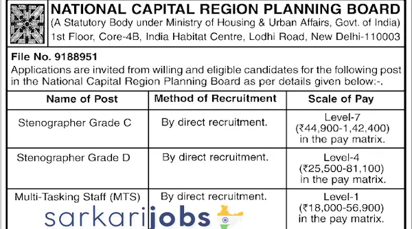NCRPB Recruitment 2026 for Assistant Director, Planning Assistant and Other Posts @ ncrpb.nic.in