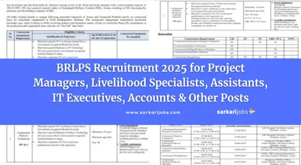 BRLPS Recruitment 2025 for 2740+ Project Managers, Livelihood Specialists, Assistants, IT Executives, Accounts & Other Posts