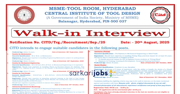 CITD Recruitment 2026: Apply for Training Officer and Other Posts