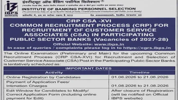 IBPS Clerk Recruitment 2026: 11,403 Customer Service Associate Vacancies, Last Date Extended Up To 28th August