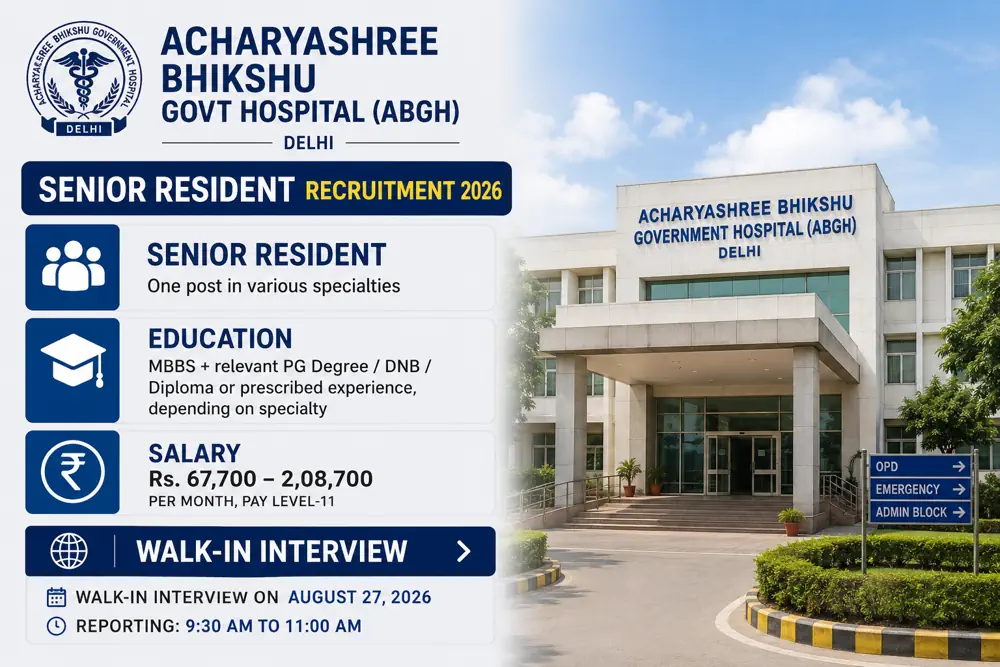 ABGH to Hold Walk-In Interviews for 7 Senior Resident Posts on August 27