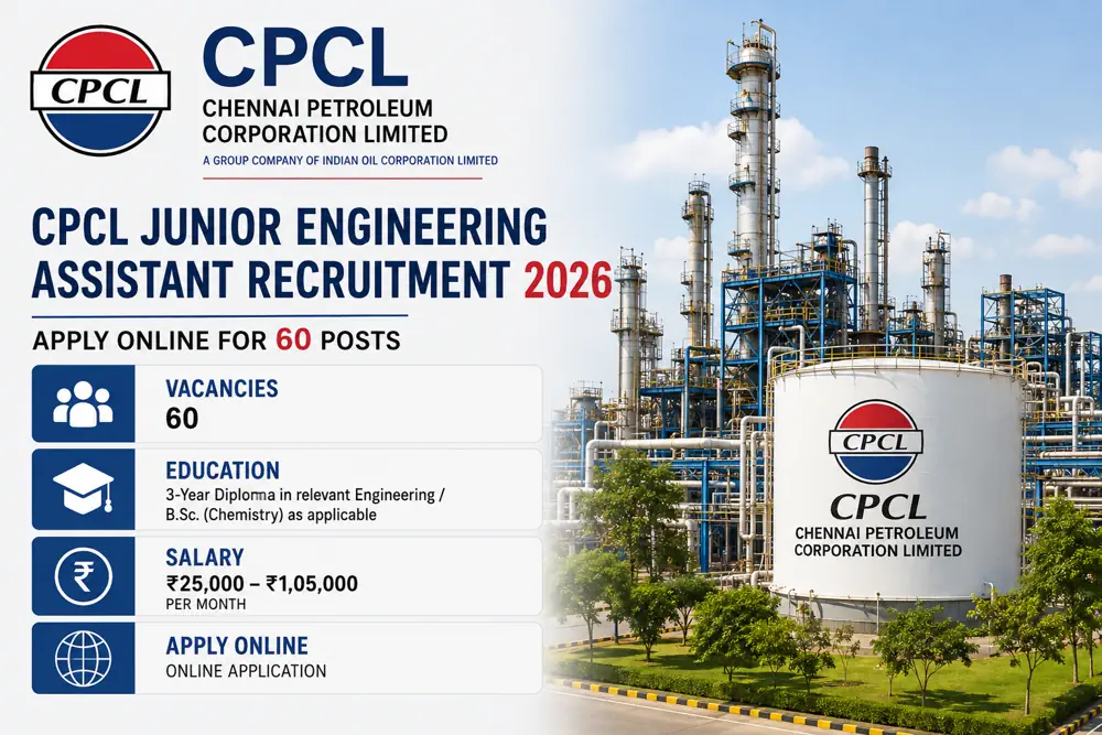 CPCL Junior Engineering Assistant Recruitment 2026: Online Registration Begins for 60 Vacancies From Today