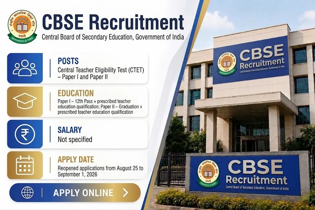 CTET September 2026 Application Reopened Until September 1, September 6 Exam Postponed