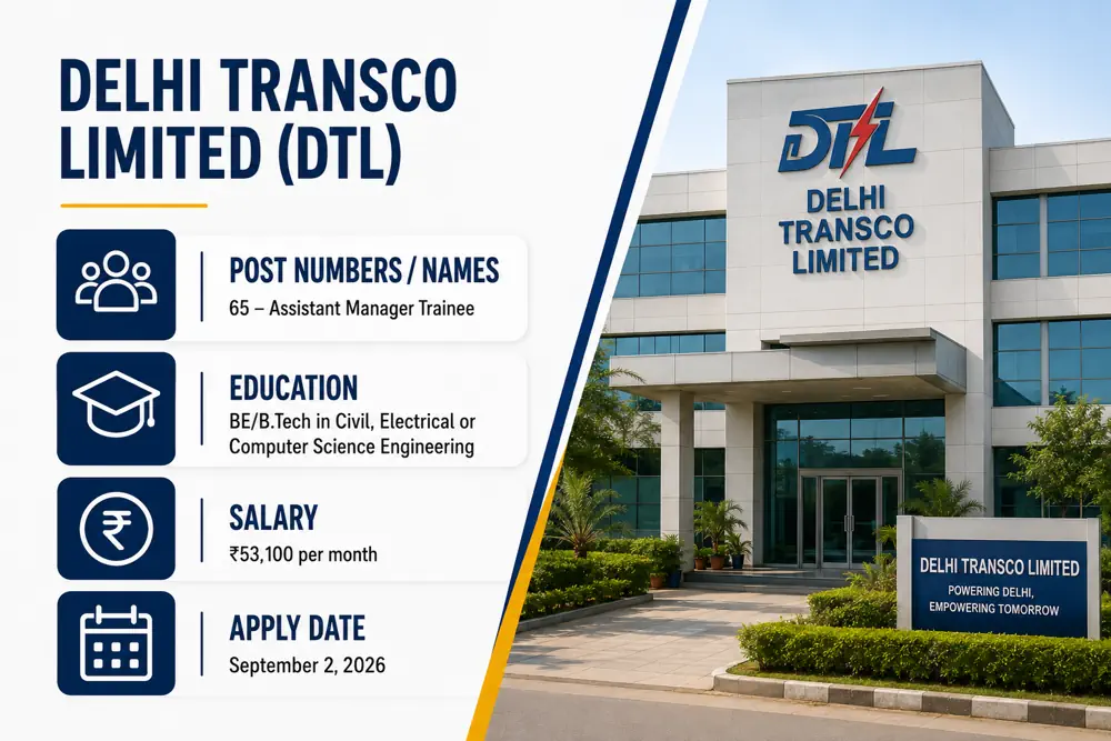 Delhi Transco Recruitment 2026: Apply Online for 65 Assistant Manager Trainee Posts by September 2