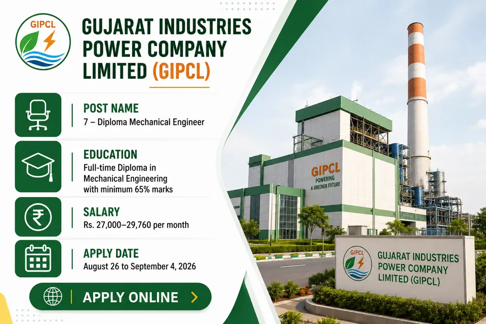GIPCL Diploma Mechanical Engineer Recruitment 2026 Announced: Apply to 7 Vacancies at Surat Lignite Power Plant