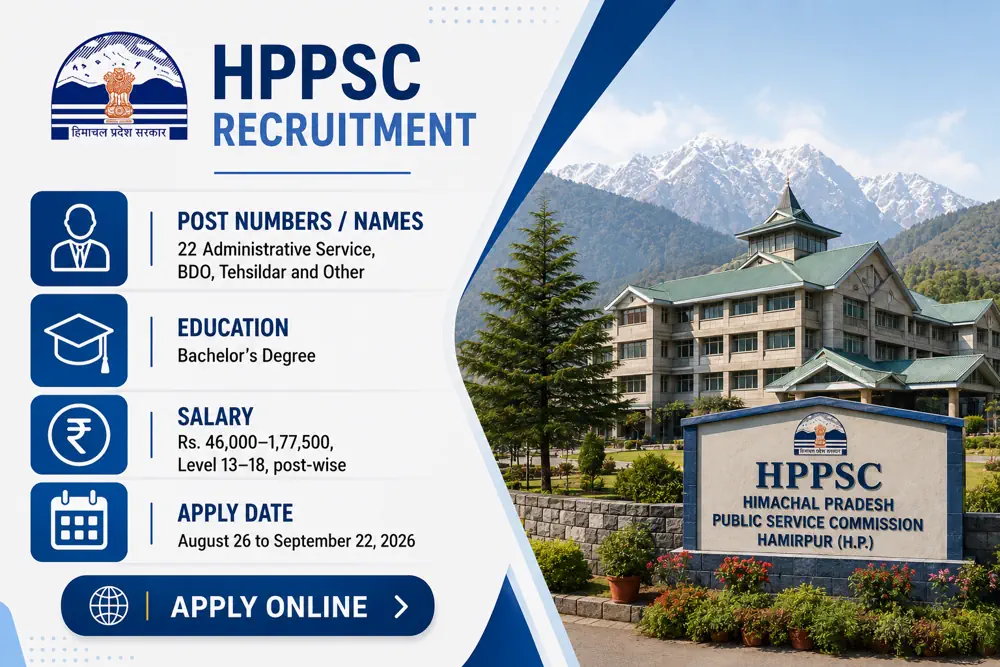 HPPSC HPAS 2026 Recruitment Notice Out for 22 Administrative Service, BDO, Tehsildar and Other Vacancies, Apply by September 22