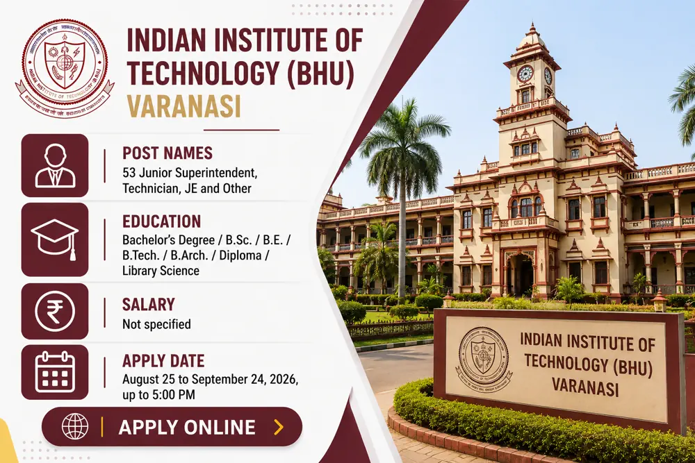 IIT BHU Recruitment 2026 Notice Out for 53 Junior Superintendent, Technician, JE and Other Non-Teaching Posts