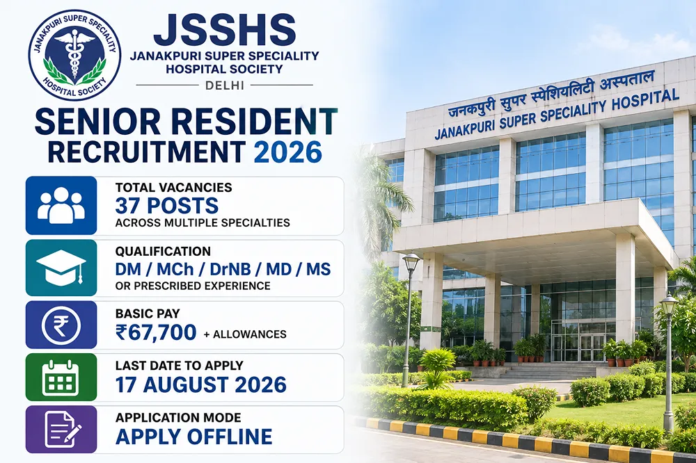 JSSHS Senior Resident Recruitment 2026: Apply Offline for 37 Posts; Interview on August 18