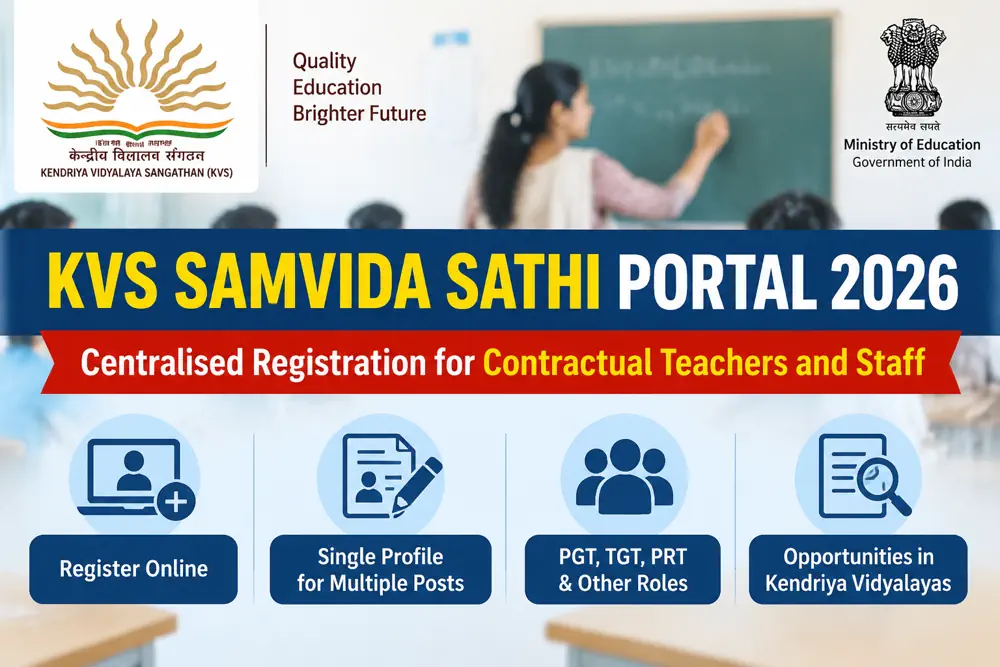 KVS Samvida Sathi Portal 2026 Opens Centralised Registration for Teachers and Staff, Here’s How to Register & Apply Online