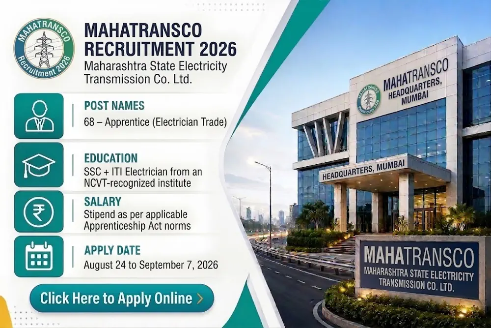 MAHATRANSCO Apprentice Recruitment 2026 Notification Released for 68 Electrician Trade Vacancies