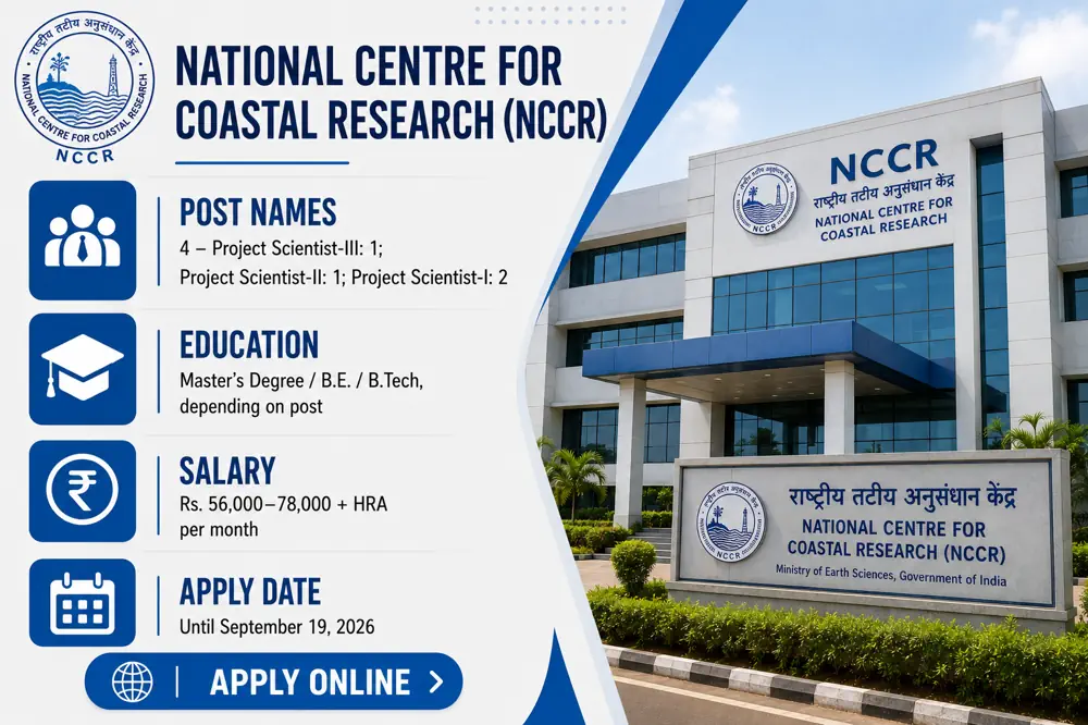 NCCR Recruitment 2026 Detailed Notification Released: Apply Online for 4 Project Scientist Vacancies by September 19