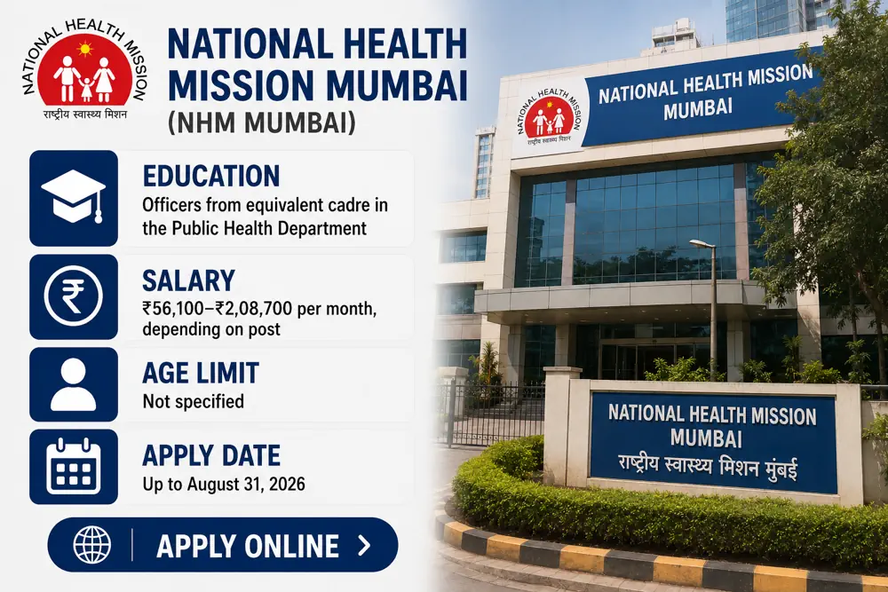 NHM Mumbai Recruitment 2026 Announced For Professionals: Apply to 28 Deputy Director, Assistant Director Vacancies by August 31