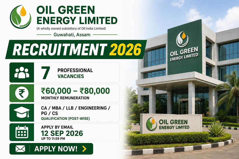 OIL Green Energy Recruitment 2026: Apply for 7 Finance, Legal, Civil Engineer and Other Posts