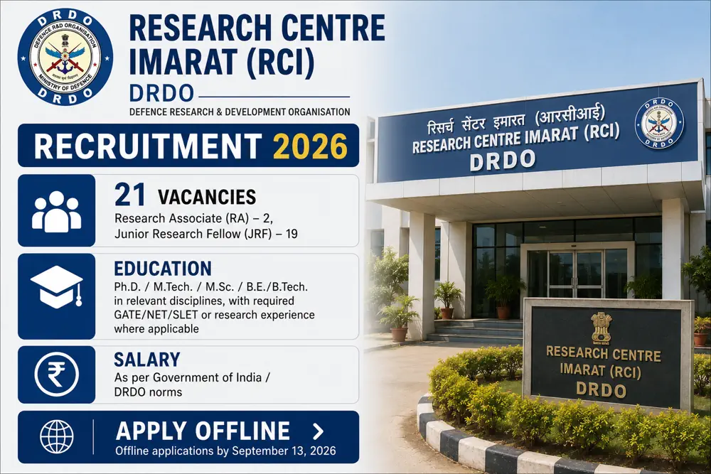 RCI Hyderabad Recruitment 2026 Offline Form Download for 21 JRF and Research Associate Posts