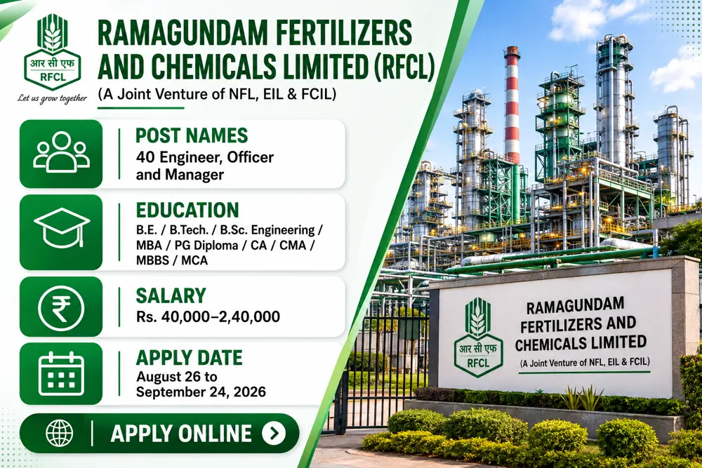 RFCL Recruitment 2026 Notice Released for 40 Engineer, Officer and Manager Vacancies, Online Apply Close September 24