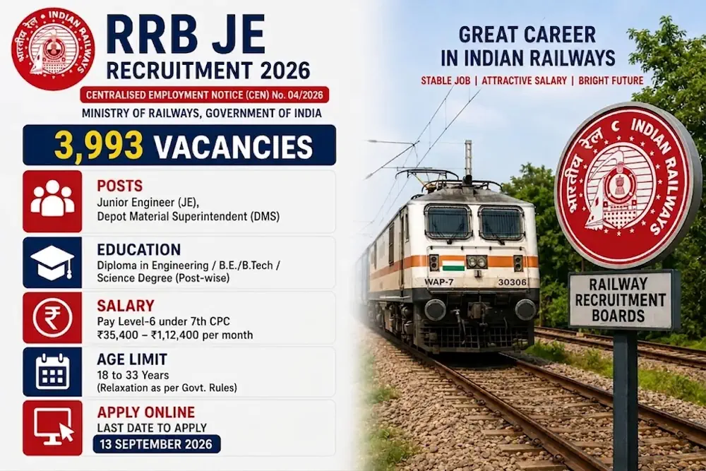 RRB JE Recruitment 2026 Additional Posts Added: Apply to 4029 Junior Engineer and DMS Vacancies