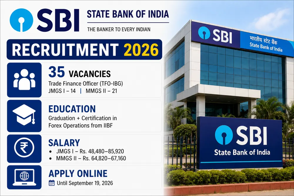 SBI Trade Finance Officer Recruitment 2026 Notice Out: Apply Online to 35 Specialist Officer Vacancies – Date Extended Till 28th September