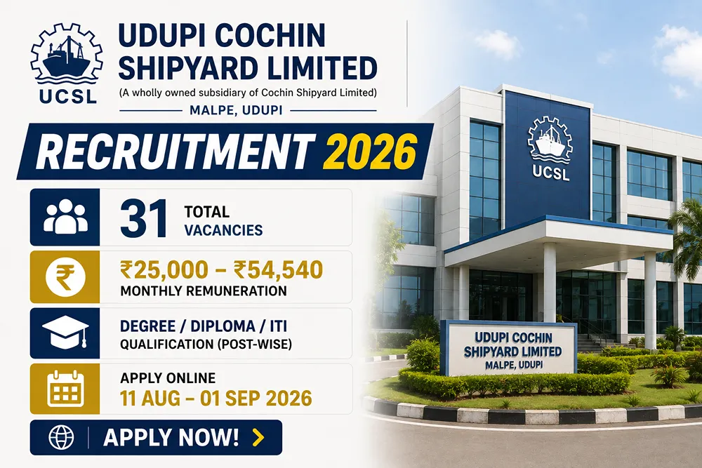 UCSL Recruitment 2026: Apply Online for 31 Assistant Manager, Supervisor and Workmen Posts