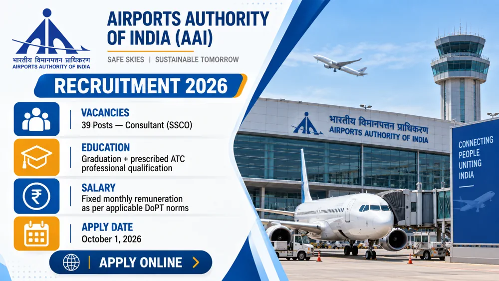 AAI Consultant Recruitment 2026 Notification Issued for 39 SSCO Vacancies, Apply by October 1
