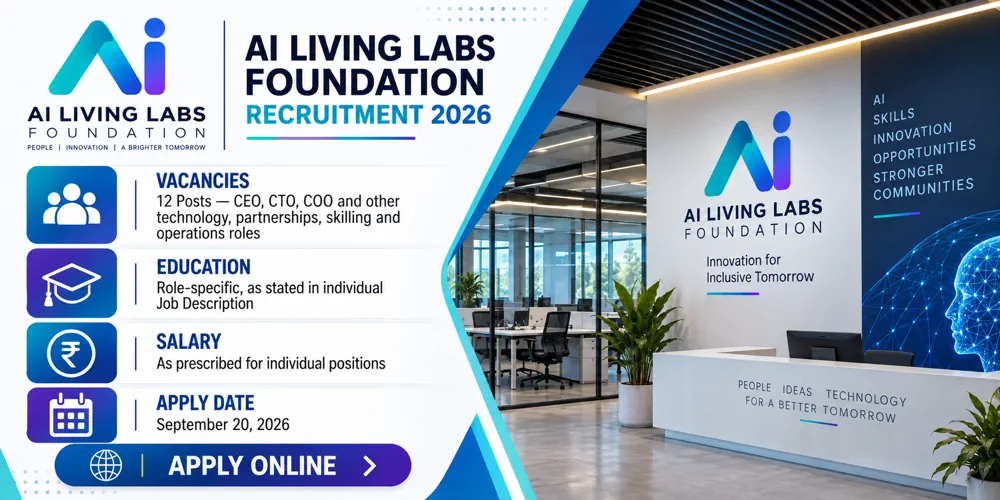 AI Living Labs Foundation Recruitment 2026 Announced for 12 Contract Vacancies in Amaravati, Last Date to Apply September 20