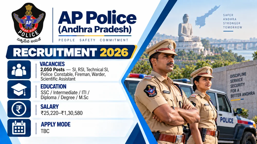 AP Police Recruitment 2026 Notice Out: SLPRB Announces 2,050 SI, Constable, Fireman and Other Vacancies