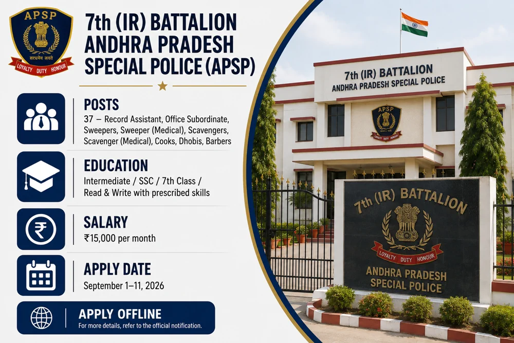 APSP Prakasam Recruitment 2026 Announced: 37 Record Assistant, Cook, Sweeper and Other Vacancies, Apply by September 11