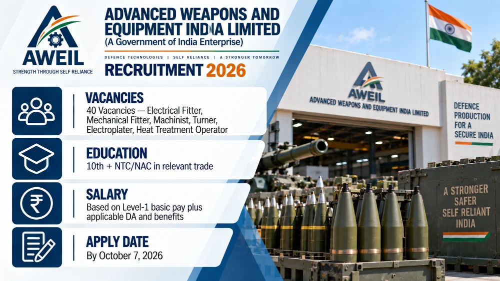 AWEIL Recruitment 2026 Offline Form Download for 40 Technical Vacancies at GSF Kashipur, Apply by October 7