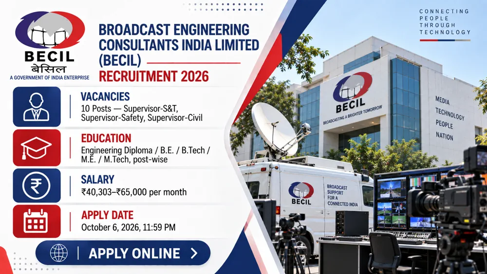 BECIL DMRC Supervisor Recruitment 2026 Notice Out for 10 S&T, Safety and Civil Vacancies, Apply Online by October 6