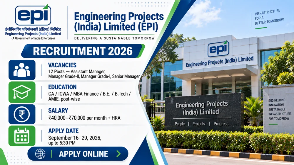 EPI Recruitment 2026 Notice Out: Apply Online to 12 Assistant Manager, Manager and Senior Manager Vacancies by September 29
