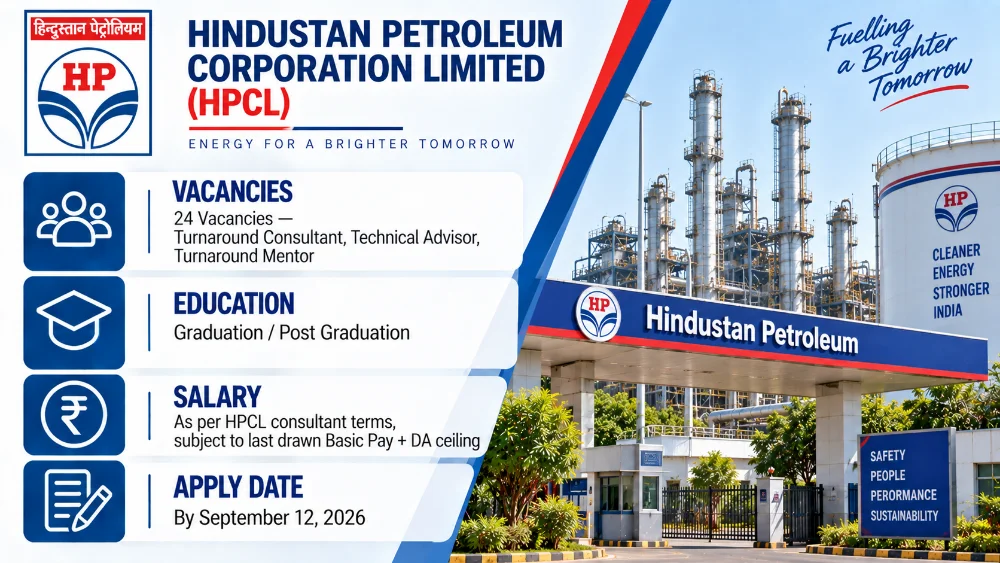 HPCL Recruitment 2026 Notification Released: Apply to 24 Turnaround Consultant Vacancies at Visakh Refinery by September 12
