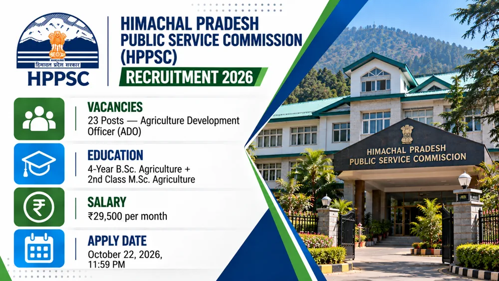 HPPSC 63/9-2026 Recruitment Notice Out for 23 Agriculture Development Officer Vacancies, Apply Online by October 22