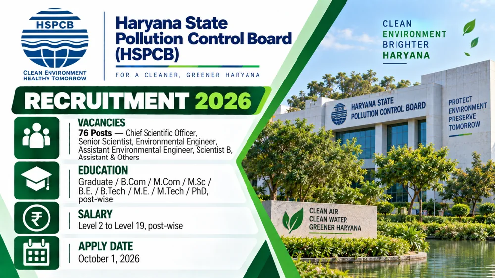 HSPCB Recruitment 2026 Notification PDF Available for 76 Scientific, Engineering and Administrative Vacancies, Apply by October 1