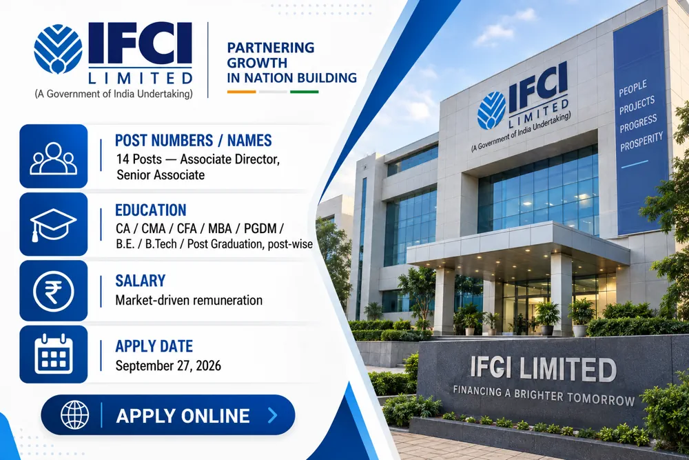 IFCI Recruitment 2026: 14 Associate Director and Senior Associate Vacancies, Apply by September 27