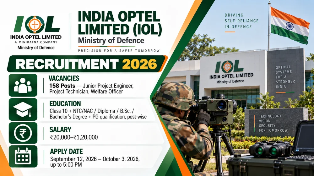 India Optel Limited Recruitment 2026 Notification Out: 158 Technician, Engineer and Officer Vacancies, Apply by October 3