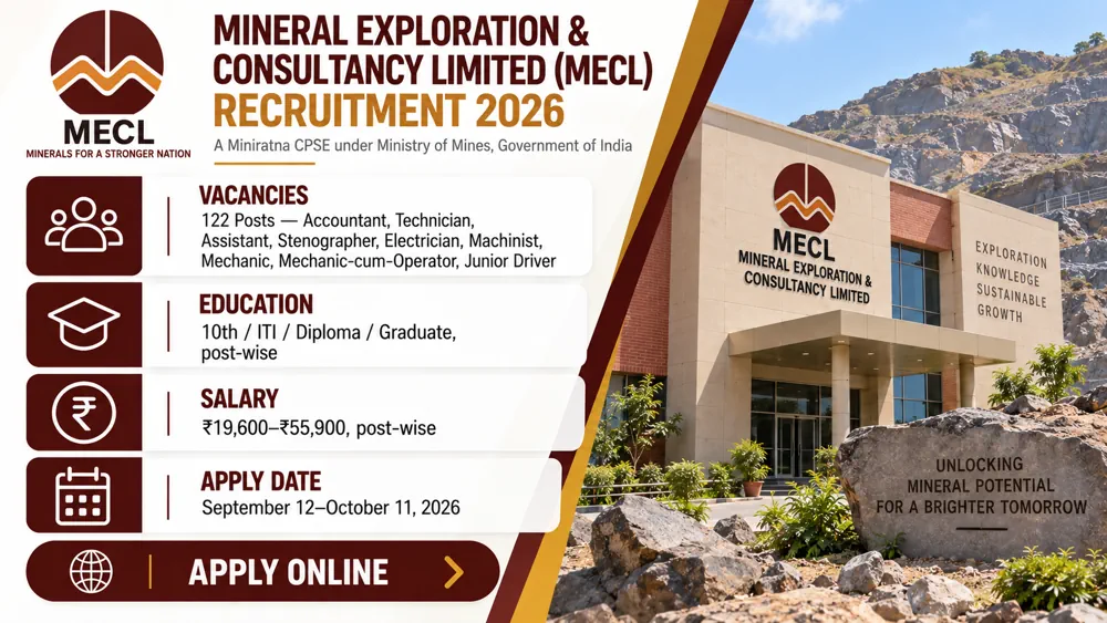 MECL Recruitment 2026 Notification Released: Apply Online to 122 Non-Executive Vacancies by October 11