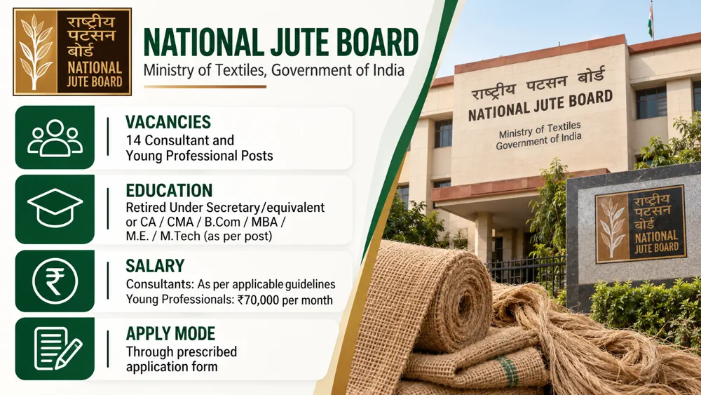 National Jute Board 2026 Recruitment Notification Released for 14 Consultant and Young Professional Vacancies