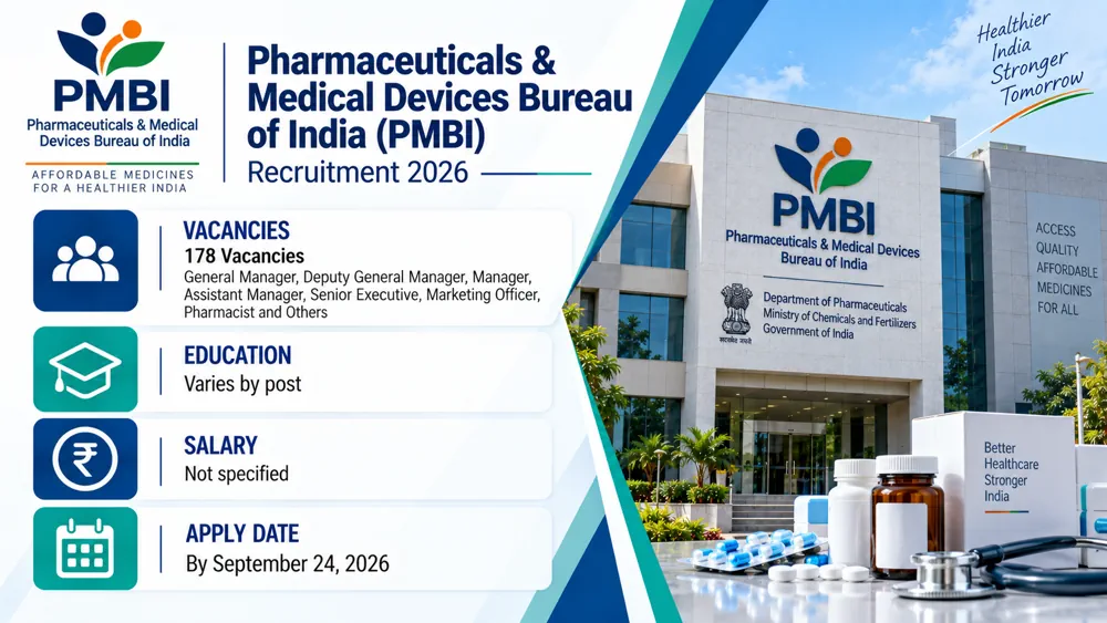 PMBI Recruitment 2026 Offline Form Download Available for 178 Manager, Marketing Officer, Pharmacist and Other Vacancies