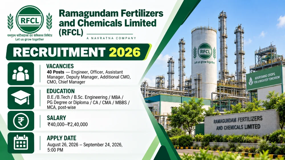 RFCL Recruitment 2026 Online Form For 40 Engineer, Officer and Manager Vacancies, Apply by September 24