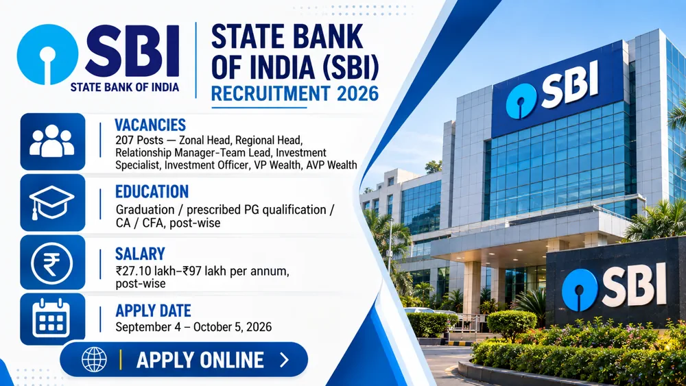 SBI Wealth Management Recruitment 2026 Notice Out for 207 Specialist Officer Vacancies, Apply Online by October 5