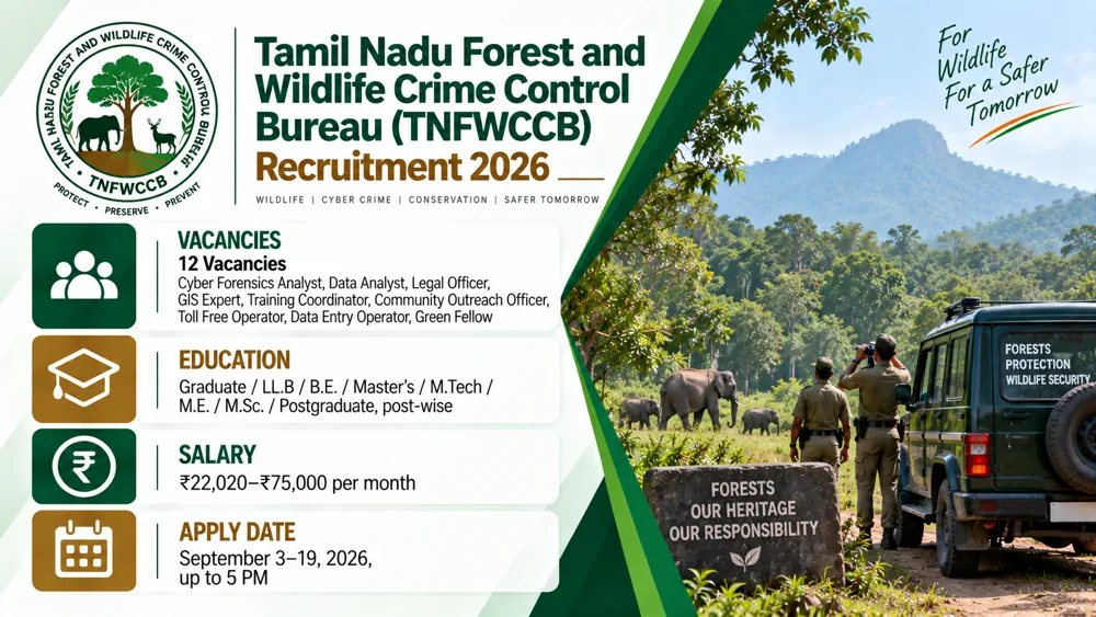 TNFWCCB Recruitment 2026: 12 Cyber Forensics, Data Analyst, GIS and Other Vacancies, Apply by September 19