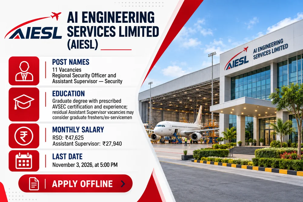AIESL Security Recruitment 2026: Apply for 11 Regional Security Officer and Assistant Supervisor Posts by November 3