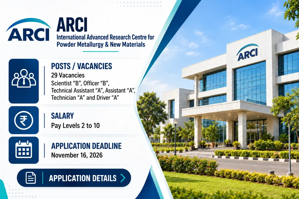 ARCI Recruitment 2026: Apply for 29 Scientist, Technical Assistant, Technician and Other Posts by November 16