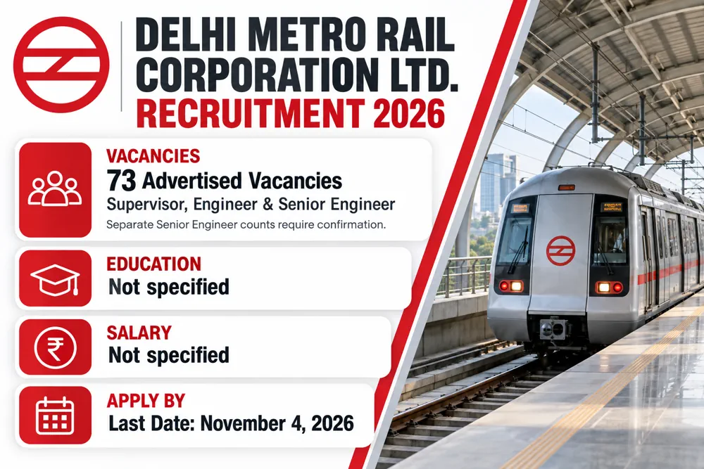 DMRC Recruitment 2026: Apply for 73 Engineer and Supervisor Posts for Jaipur Phase-II Project and Delhi