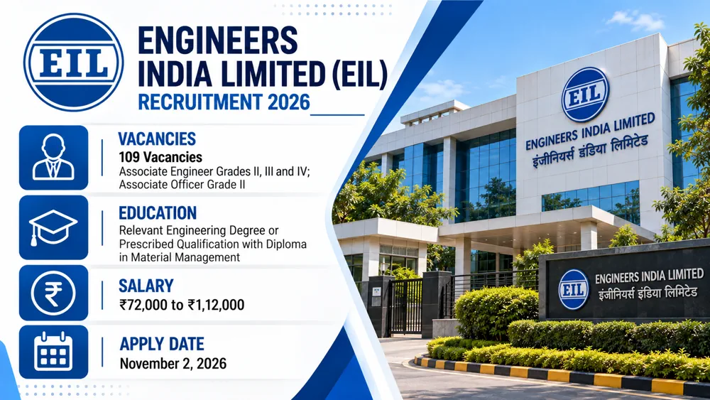 EIL Recruitment 2026: Applications Open for 109 Associate Engineer and Officer Posts, Apply by November 2